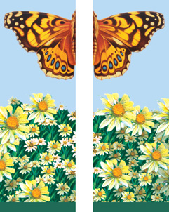 Giant Butterfly and Field of Daisy Flowers Summer Season Double Banner