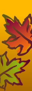 Festive Fall Leaves on Yellow Background Banner