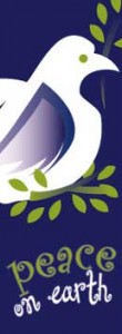 Peace on Earth Banner with White Dove holding Olive Branch