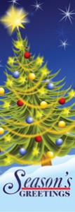 Festive Seasons Greetings Decorated Christmas Tree Banner