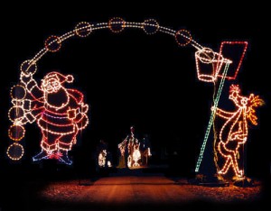 Santa Shooting Basketball with Rudolph Commercial Holiday Light Show Display