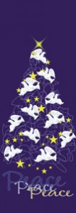 Peace Dove Holiday Tree with Stars Banner