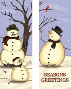 Seasons Greetings Snowman Family Snowy Double Banner