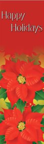Designer Red Poinsettias Happy Holidays Banner