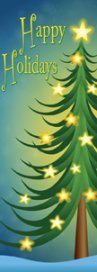 Illustrated Star Lit Christmas Tree Happy Holidays Banner