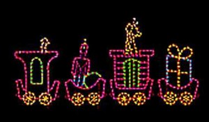 Christmas Holiday Train with gifts outdoor light display