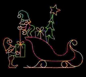Elf Loading Santa's Sleigh Light Show